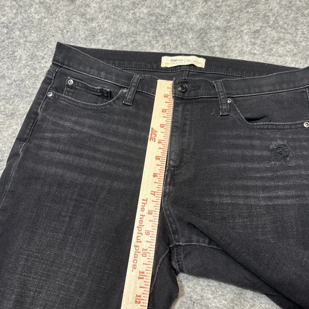 Gap 1969 True Skinny Jeans Women's Size 30L‎ Long Black Distressed Denim